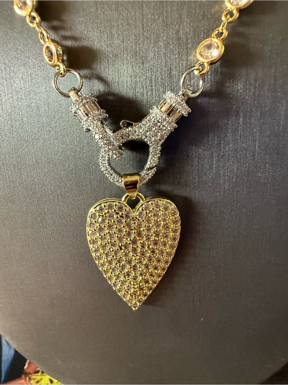Freida Rothman Gold Lumi necklace with FR Heart Pendant - Picture 3 of 5
